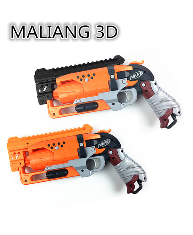 MaLiang 3D Print Snub Magnum Barrel Rail Gray for Nerf HammerShot Modify Toy 